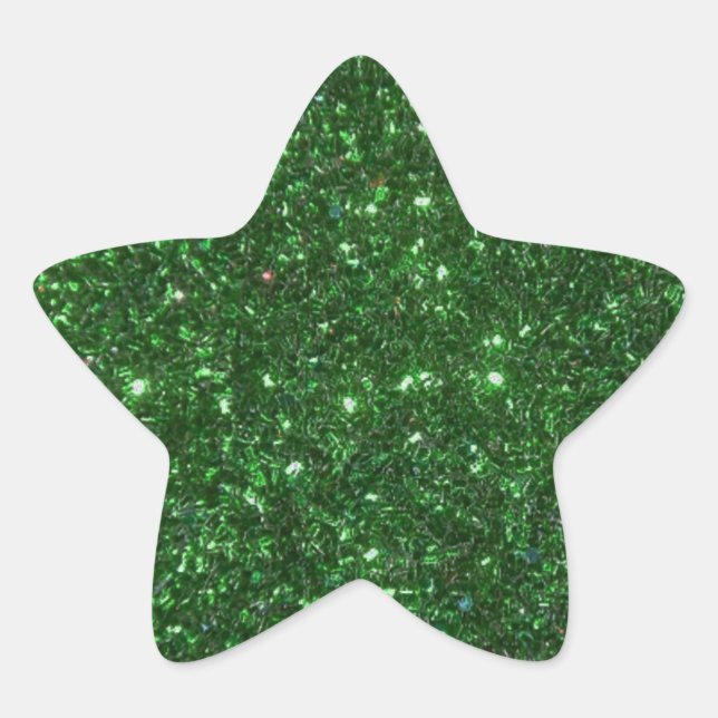Grüne Glitzern Stern-Aufkleber (Vorderseite)