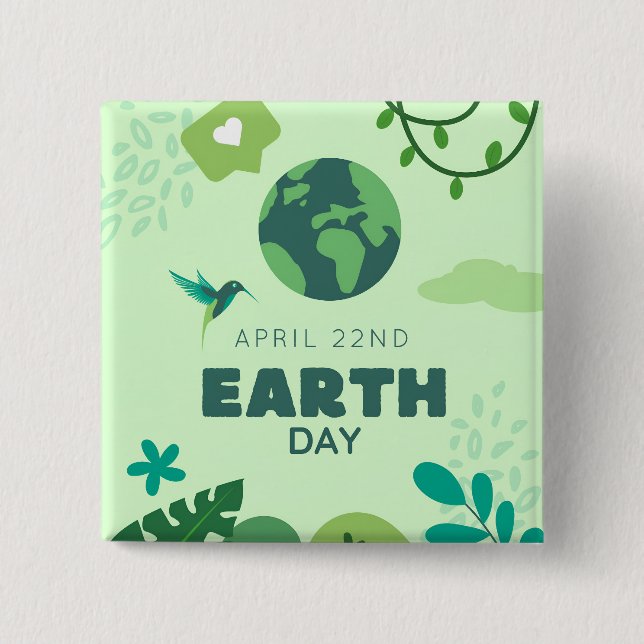 Grüne Globe-Pflanze des Earth Day Button (Vorderseite)
