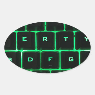 Grüne Glow QWERTY-Tastatur Ovaler Aufkleber