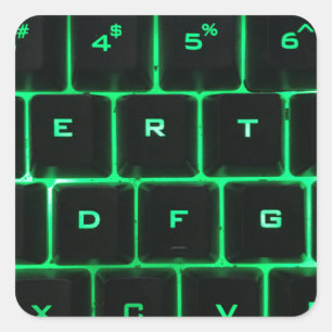 Grüne Glow QWERTY-Tastatur Quadratischer Aufkleber