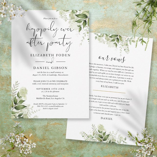 Grüne glücklich immer nach dem Party Hochzeitsstim Einladung (Greenery Happily Ever After Party Wedding Vows Invitation)