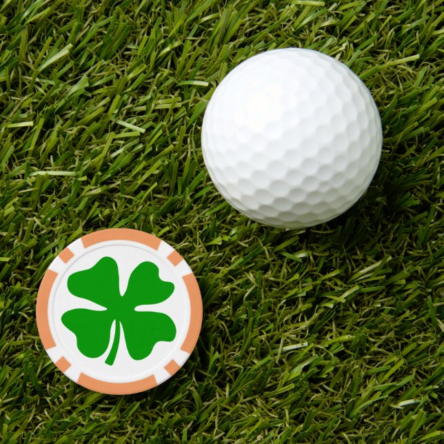 Grüne Glückskleeblatt-Pokerchip-Golfballmarker Pokerchips (Goldmontage-Clips)