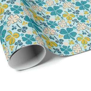 Grüne Glückskleeblätter St. Patrick`s Tag Geschenkpapier