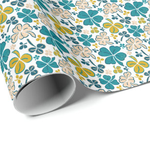 Grüne Glücksschleifen-Kleeblatt St. Patrick`s Day  Geschenkpapier