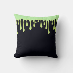 Grüne Glüh-Tropfen tropfendes Halloween  Kissen