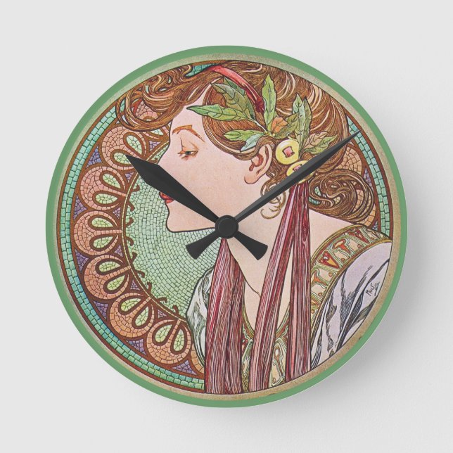 Grüne Goddess-Kunst Runde Wanduhr (Vorderseite)