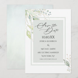 Grüne Gold Botanische Blätter Save the Date Einladung