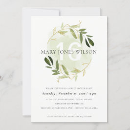 GRÜNE GOLD FOLIAGE WREATH SWEET 16 GEBURTSTAGSKART DANKESKARTE