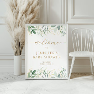 Grüne Gold Gender Neutral Baby Dusche Willkommen Poster