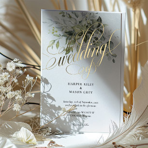 Grüne Gold-Kalligrafie-Hochzeit Elegantes Skript Folieneinladung