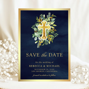 Grüne Gold Katholische Navy Blau Hochzeit Save The Date