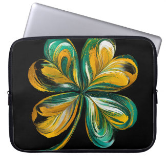 GRÜNE & GOLD PAINTBRUSH SEHEN IRISH KLEEBLATT LAPTOPSCHUTZHÜLLE
