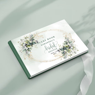 Grüne Gold-Wasserfarbe-Brautparty-Gästebuch Gästebuch