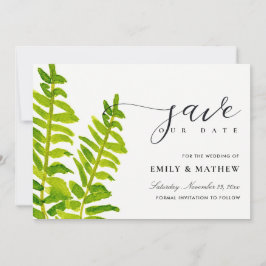 GRÜNE GOLD WATERCOLOR FERN FOLIAGE SAVE THE DATE