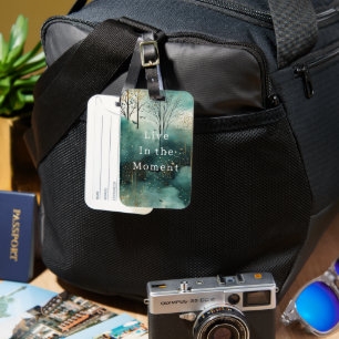 Grüne Goldbäume mit Vögeln Weihnachten Gepäckanhänger