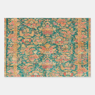 Grüne Goldblütenblüte, persisch-türkischer Stil Geschenkpapier Set