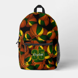 Grüne goldene Basketball-Mannschaftsfarben mit Jer Bedruckter Rucksack