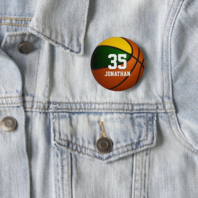 Grüne goldene Basketballmannschaft Farben Button (Beispiel)