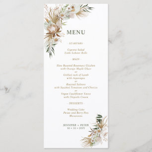 Grüne & Goldene Boho-Botanische Hochzeitsmenüs Menükarte