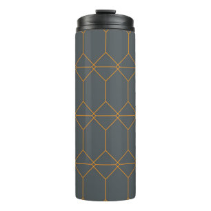 Grüne, goldene, einfache, retro, elegante Illustra Thermosbecher