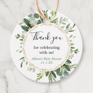 Grüne goldene Eukalyptus Babydusche Geschenkanhänger
