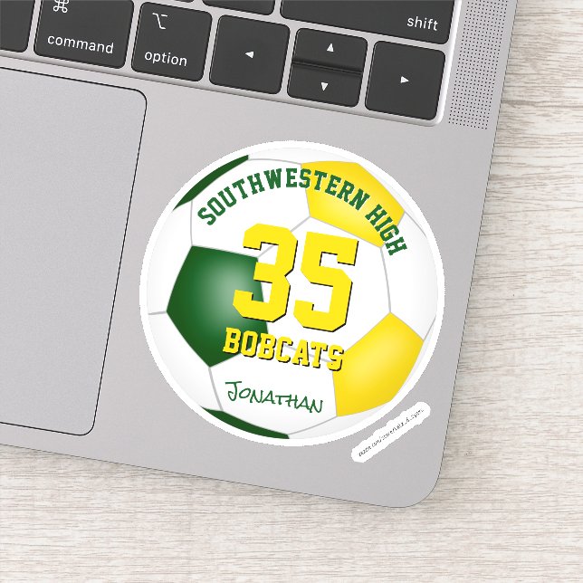 Grüne goldene Mannschaft färbt Jungs Fußball Aufkleber (Detail)