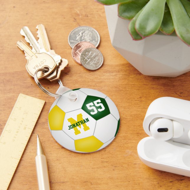 Grüne goldene Mannschaft färbt Jungs Fußball Schlüsselanhänger (Schreibtisch)