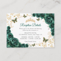Grüne Goldene Quinceanera-Empfangsdetails