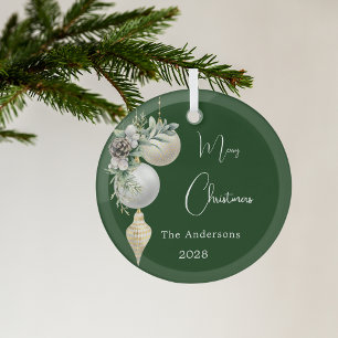 Grüne goldene weiße Bauern Weihnachten Ornament Aus Glas