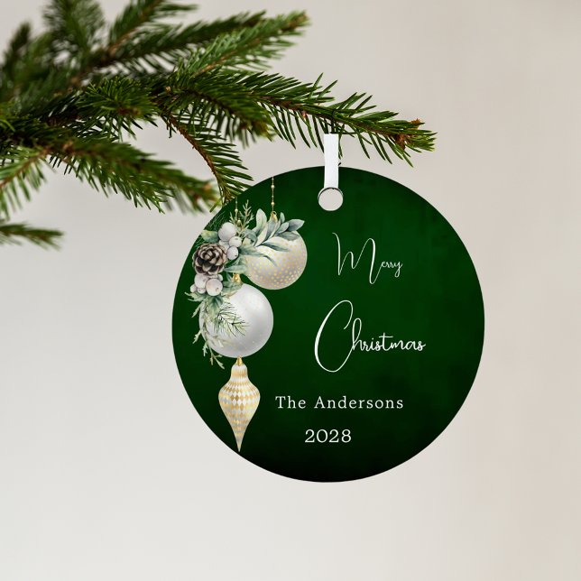 Grüne goldene weiße Bauern Weihnachten Ornament Aus Metall (Von Creator hochgeladen)