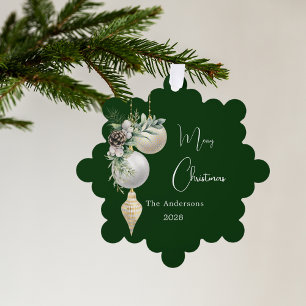 Grüne goldene weiße Bauern Weihnachten Ornament Karte