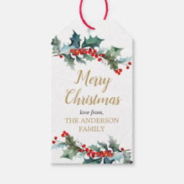 Grüne goldfarbene Weihnachtszeit Geschenkanhänger