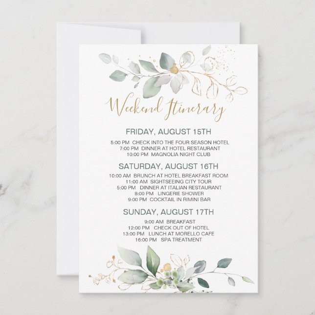 Grüne, goldgelbe Blätter Bachelorette Wochenendrei (Vorderseite)