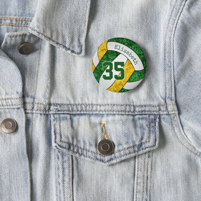 Grüne Goldmädchen Volleyballmannschaft Button (Beispiel)