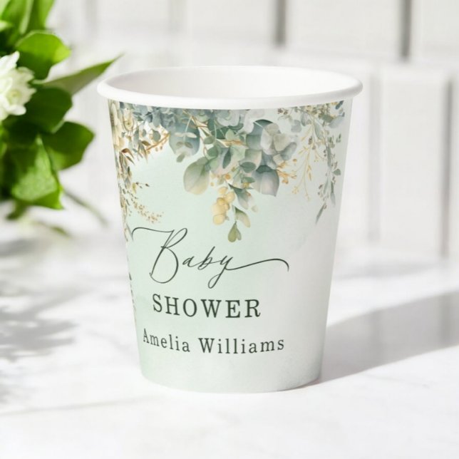 Grüne Goldmedaille der Eukalyptus-Blume Pappbecher (Von Creator hochgeladen)