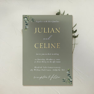 Grüne Goldmedaille Eukalyptus Grüne Goldhochzeit Folieneinladung