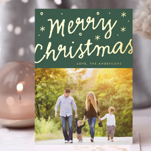 Grüne Goldsterne Frohe Weihnachten Beschriftung Fo Folien Feiertagskarte