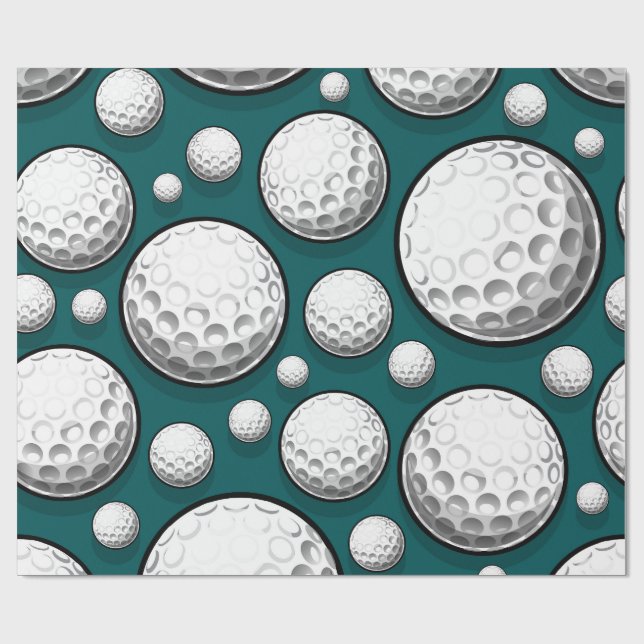 Grüne Golfbälle Geschenkpapier (Flach)