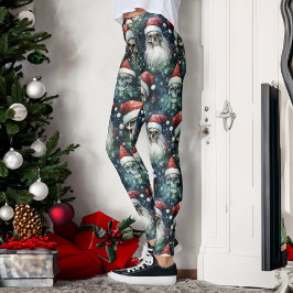 Grüne Gotische Weihnachtsschalen Weihnachtsmannmüt Leggings