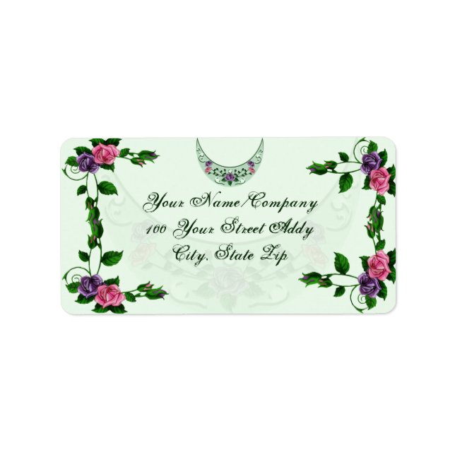 Grüne Göttin Upright Crescent Adressaufkleber (Vorne)