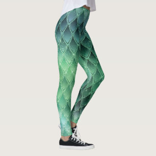 Grüne Gradient Dragon skaliert Leggings