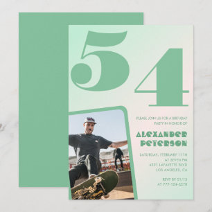 Grüne Gradienten 54. Geburtstagseinladungen Junge  Einladung