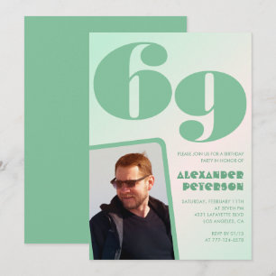 Grüne Gradienten 69. Geburtstagseinladungen Junge  Einladung