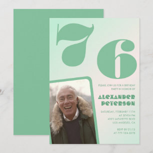 Grüne Gradienten 76. Geburtstagseinladungen Männer Einladung