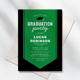 Grüne Graduate Stole Sash Graduation Party Einladung
