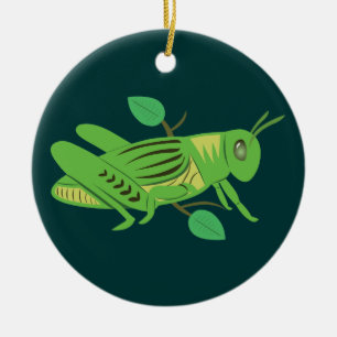 Grüne Grasshopper Keramikornament