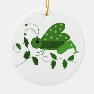 Grüne Grasshopper Keramikornament