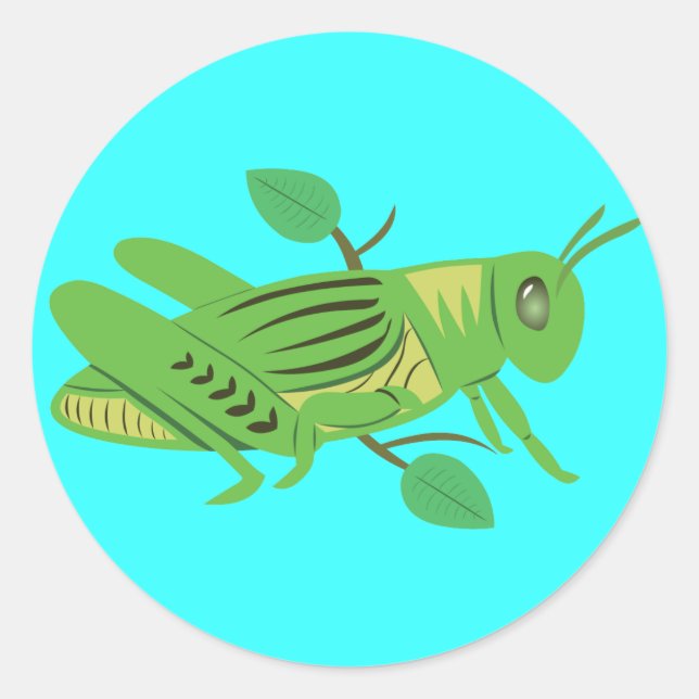 Grüne Grasshopper Runder Aufkleber (Vorderseite)