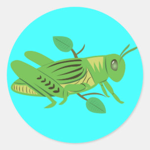 Grüne Grasshopper Runder Aufkleber