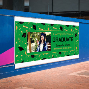 Grüne Gratulation Absolvent Custom Foto Abschluss Banner